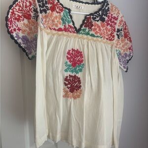 THML Cream Blouse with Multicolor Embroidery